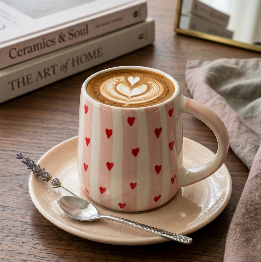 Red Heart With Stripes Mug